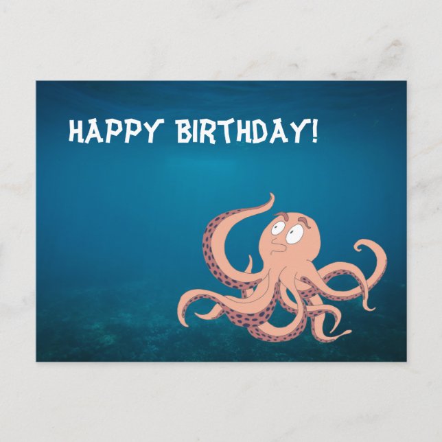Happy Birthday Octopus Postcard (Front)