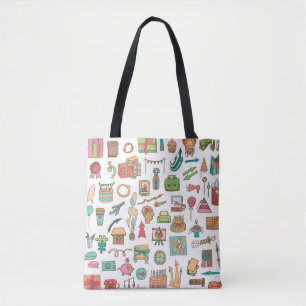 Happy birthday office elements in sketch doodle ha tote bag