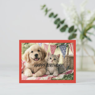 Happy Birthday, oh so cute pets, Postcard
