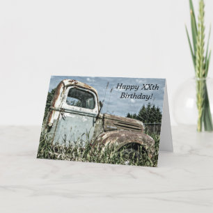Happy Birthday - Old Antique Beater Truck in Grass Card