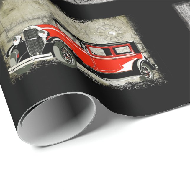 Happy Birthday Old Chap VIntage Cars Wrapping Paper (Roll Corner)