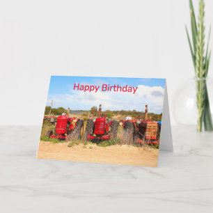 Happy Birthday: old tractors Card