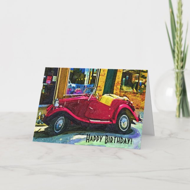 Happy Birthday Oldtimer Car Card (Front)