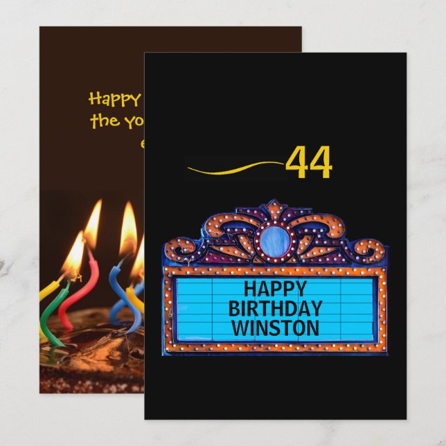 Happy Birthday on a Theater Marquee (Front/Back)