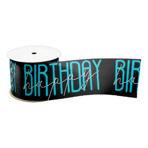Happy Birthday On Black Satin Ribbon