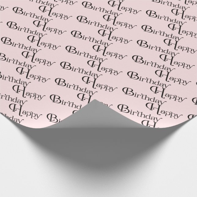 Happy Birthday on blush pink Wrapping Paper (Corner)