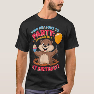 Happy Birthday On Groundhog Day 2025 Cute Birthday T-Shirt