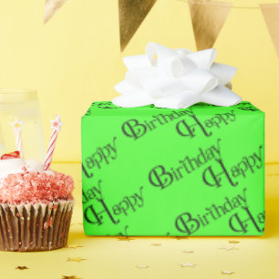 Happy Birthday on neon green Wrapping Paper