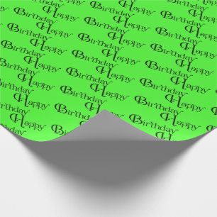Happy Birthday on neon green Wrapping Paper