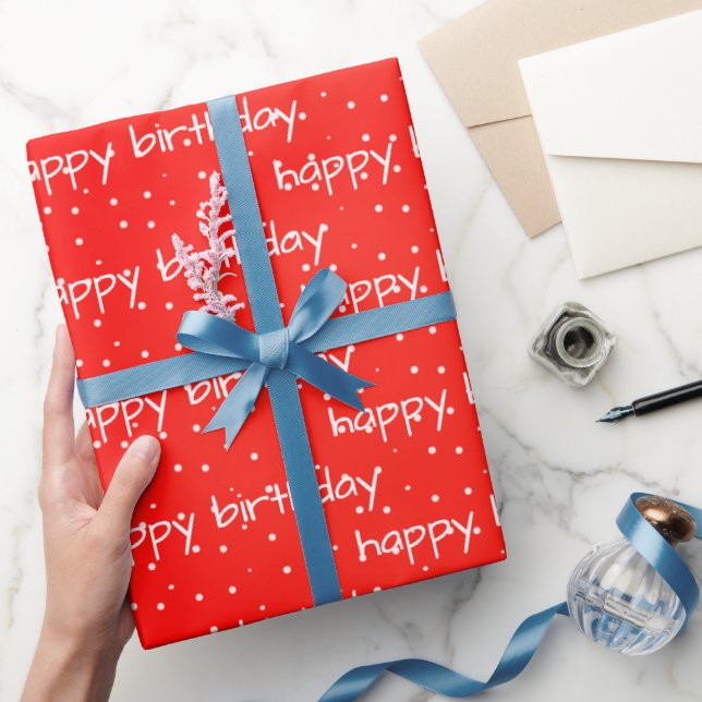 Happy Birthday on Polka Dots Wrapping Paper (Gifting)