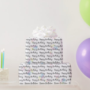 Happy Birthday On White With Bubbles Wrapping Paper