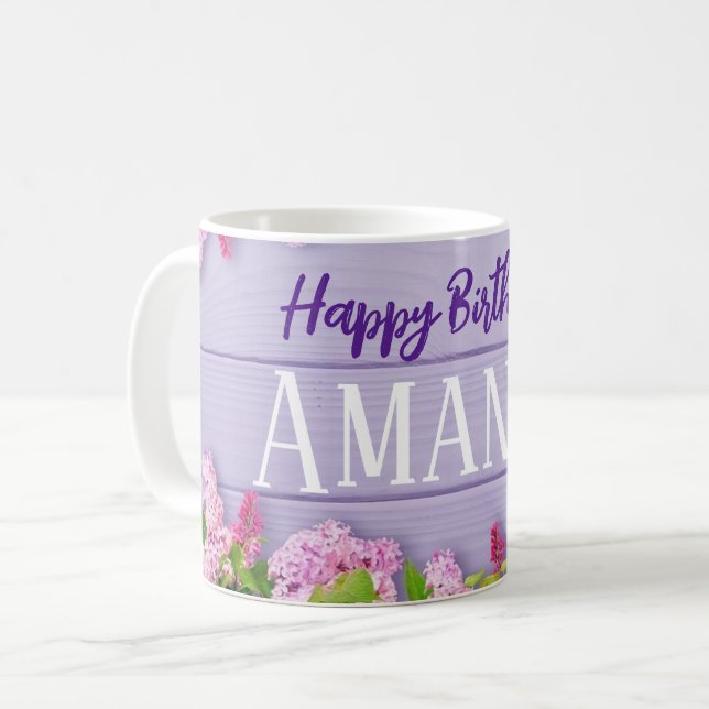 Happy Birthday or other celebration with name Coffee Mug (Front Left)