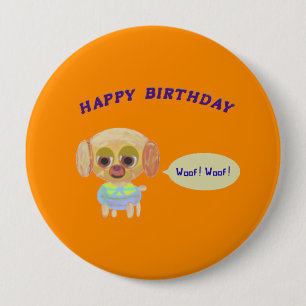 Happy Birthday Orange 10 Cm Round Badge