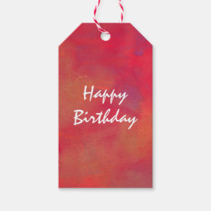 Happy Birthday Orange and Red Paint Abstract Gift Tags