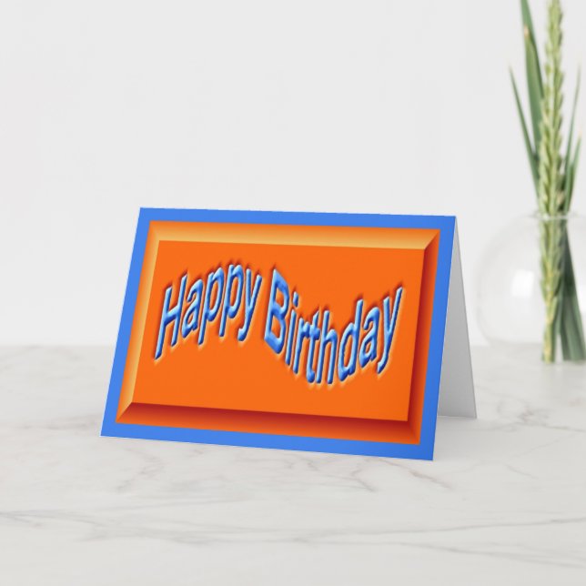 Happy Birthday orange blue Birthday wishes Card (Front)