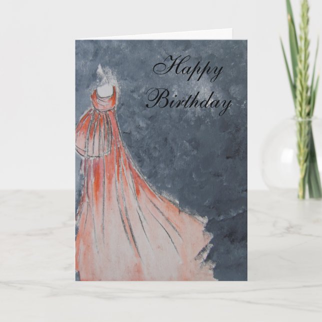 Happy Birthday (orange dress) Card (Front)