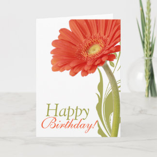 Happy Birthday | Orange Gerbera Daisy Card