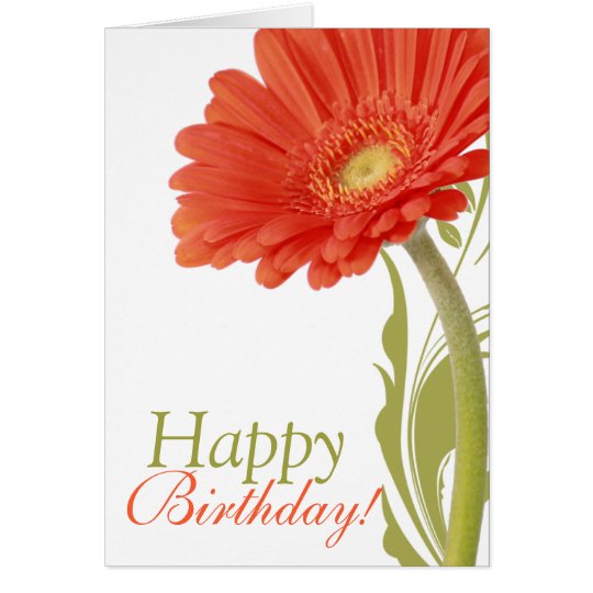 Happy Birthday Orange Gerbera Daisy Card Zazzle.co.uk