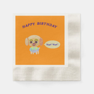 Happy Birthday Orange Napkin