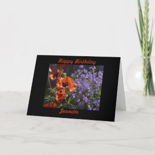 Happy Birthday, Orange Poppies Personalised Card