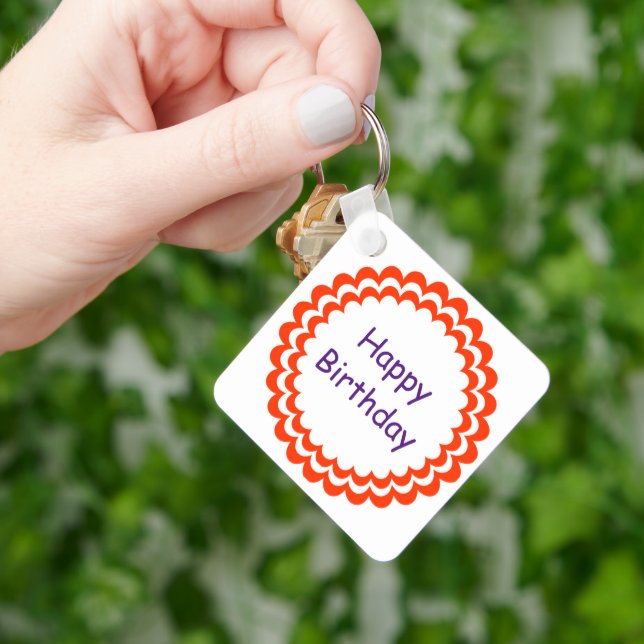 Happy birthday orange violet key ring (Hand)