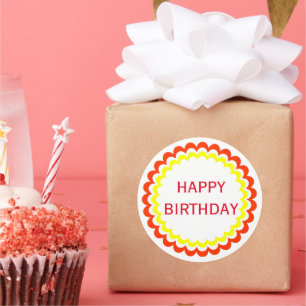 Happy Birthday orange yellow Classic Round Sticker