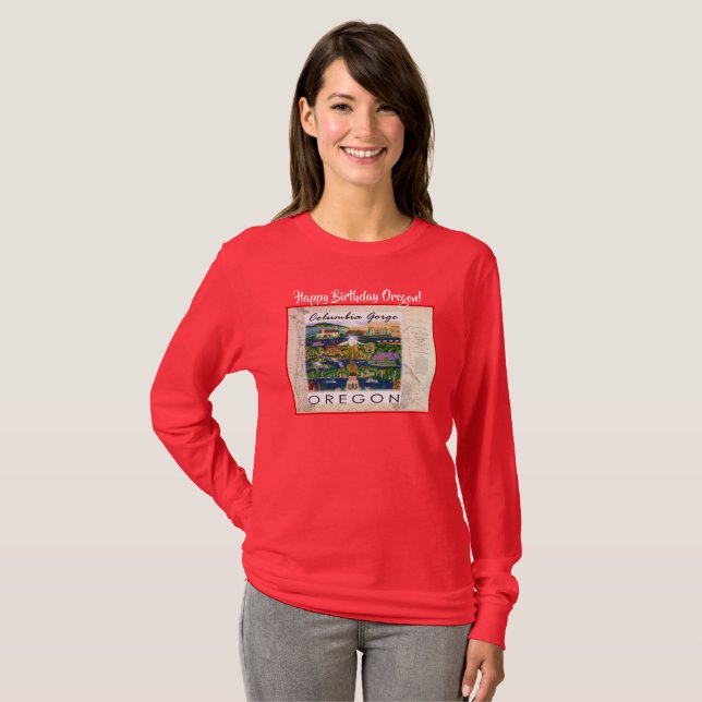 Happy Birthday Oregon Red Shirt (Front Full)
