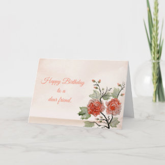 Happy Birthday. Oriental Flowers. Card