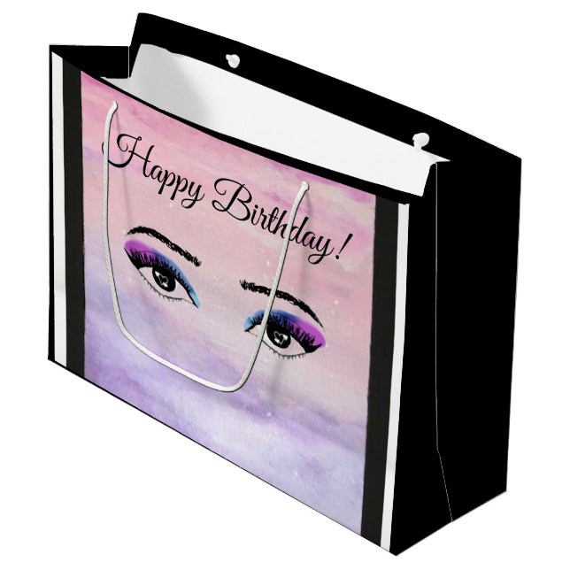 Happy Birthday Original Artwork (All Eyes on You) Large Gift Bag (Front Angled)