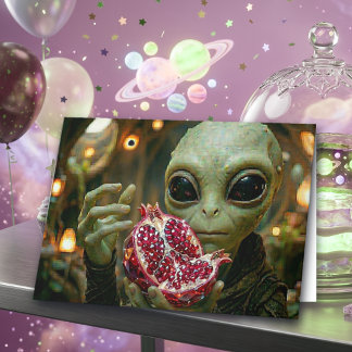 Happy Birthday | Out of this World Alien and Pom Card