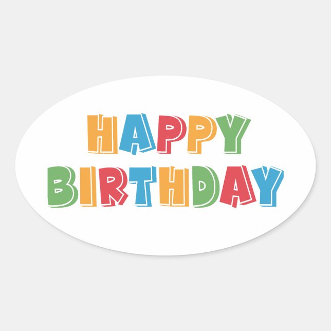 Happy Birthday  Oval Sticker (Front)