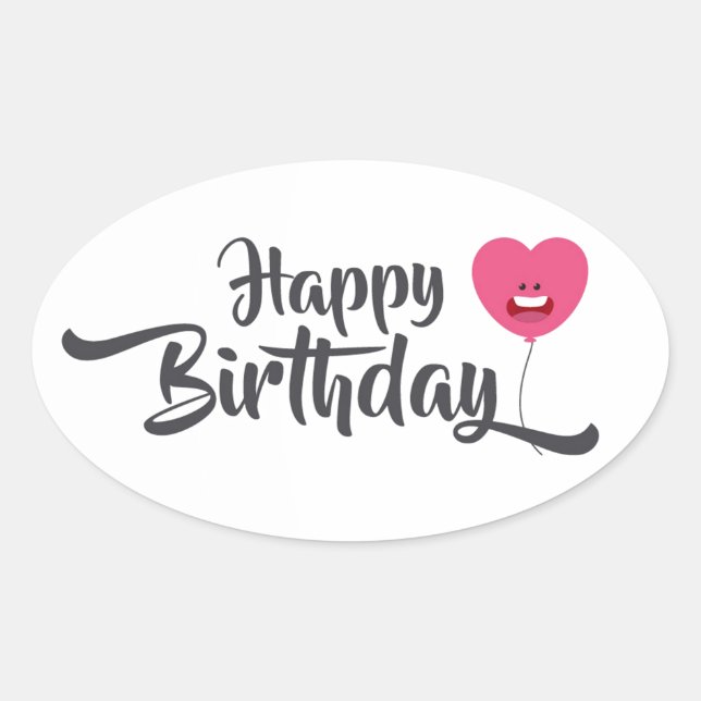 Happy Birthday Oval Sticker (Front)
