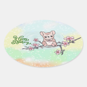 Happy Birthday Oval Sticker