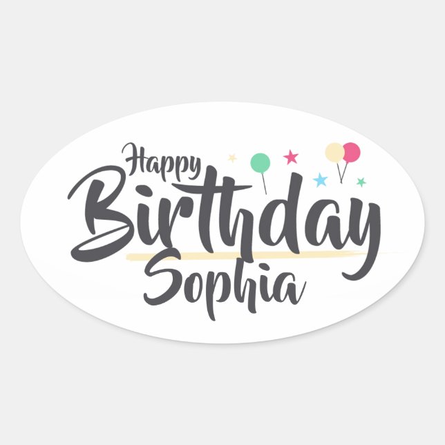 Happy Birthday Oval Sticker (Front)