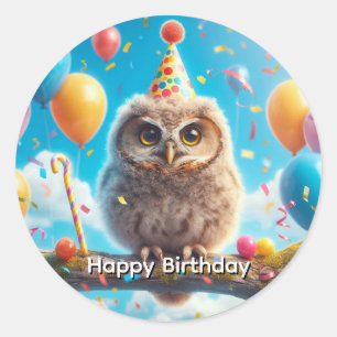 Happy Birthday Owl  Classic Round Sticker