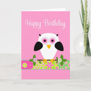 Happy Birthday Owl on a String Greeting Card