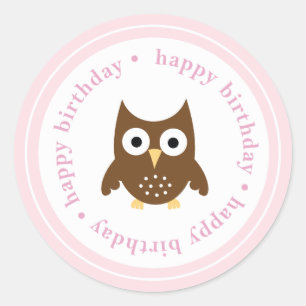 {happy birthday} owl sticker