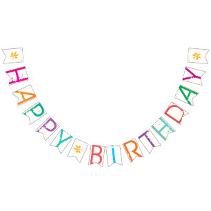 HAPPY BIRTHDAY Paint Splatter Effect Text On White Bunting