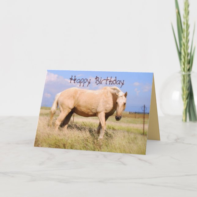 Happy Birthday Palomino Horse Card (Front)
