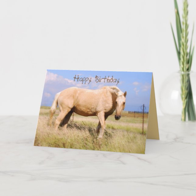 Happy Birthday Palomino Horse Card (Front)
