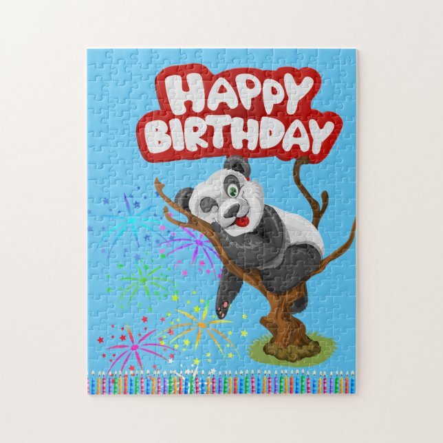 Happy Birthday Panda Bear Candles Jigsaw Puzzle (Vertical)