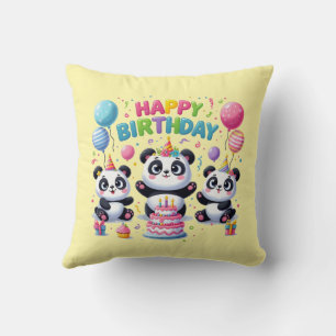 Happy Birthday Pandas Cushion