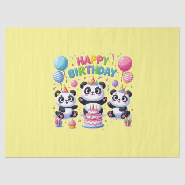 Happy Birthday Pandas Tissue Paper (Front)