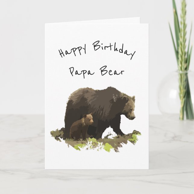 Happy Birthday Papa Bear Dad, Father Card (Front)