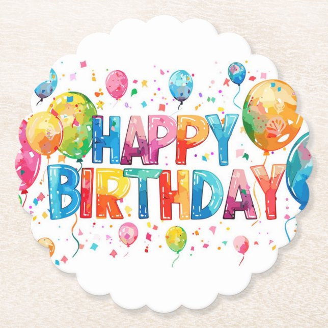 Happy Birthday Paper Coaster (Front)