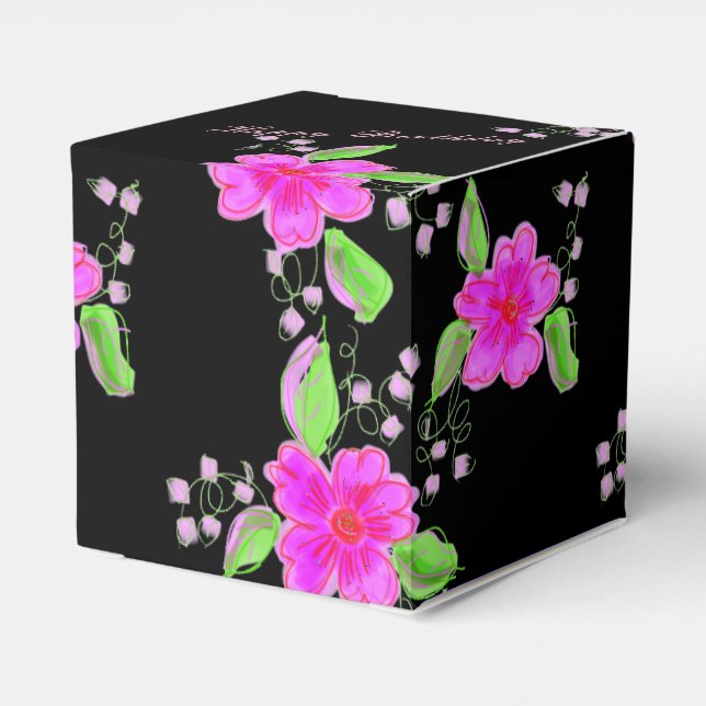 Happy Birthday Paper Flowered Black Chocolate Box (Back Side)