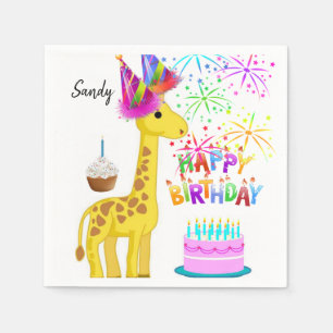 Happy Birthday Paper Napkins, Giraffe Napkin
