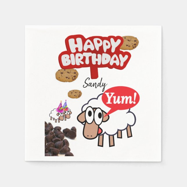Happy Birthday Paper Napkins, Lamb Napkin (Front)