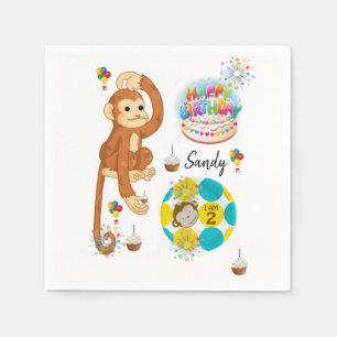 Happy Birthday Paper Napkins, Monkey Two Year Old Napkin