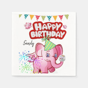 Happy Birthday Paper Napkins, Pig Napkin